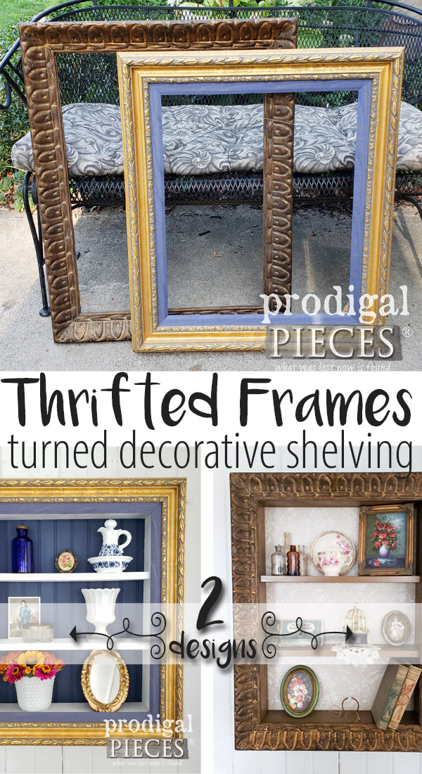 Grab those thrifted store cast-offs and create some repurposed picture frame shelves for your home decor. DIY tutorial by Larissa of Prodigal Pieces | prodigalpieces.com prodigalpieces handmade diy home homedecor homedecorideas crafts