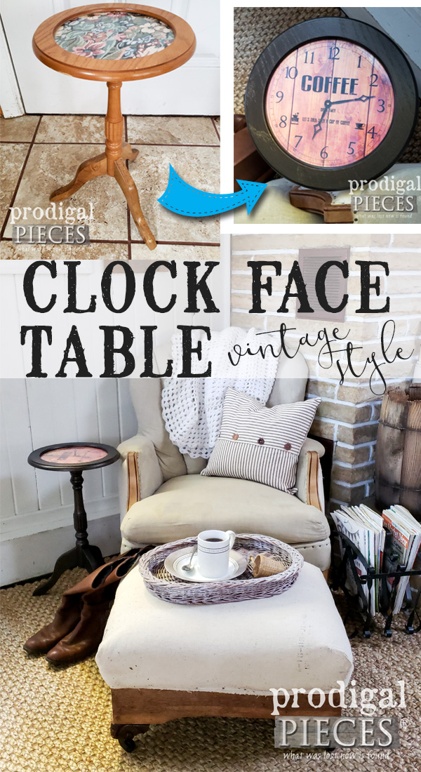 An outdated side table gets a facelift with metallic paint and whimsy for a DIY clock face table | Tutorial by Larissa of Prodigal Pieces | prodigalpieces.com prodiglapieces diy home homedecor homedecorideas furniture vintage farmhouse