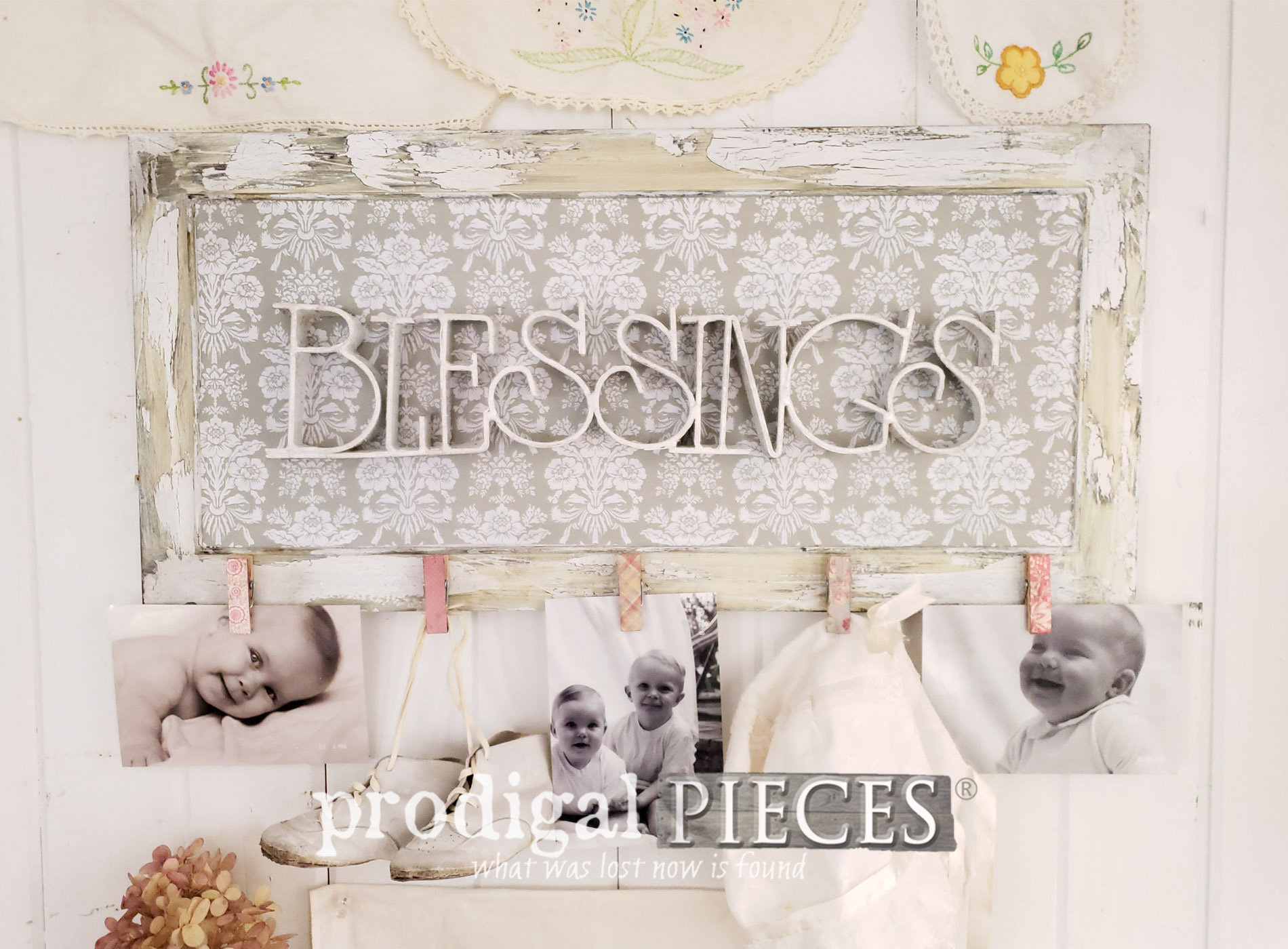 Upcycled Photo Holder Blessings Sign