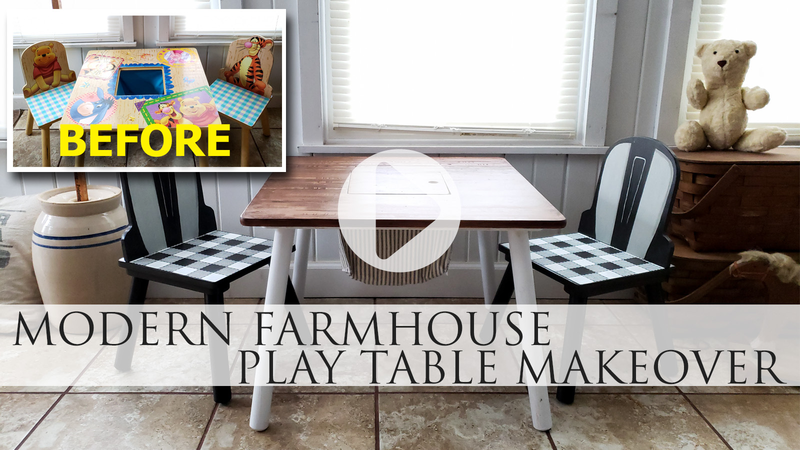DIY Video Tutorial for Kids Farmhouse Table Makeover by Larissa of Prodigal Pieces | prodigalpieces.com prodigalpieces