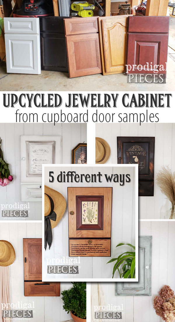 Whoa...these repurposed cupboard door samples make for awesome jewelry cabinet organizers! Full DIY tutorial by Larissa of Prodigal Pieces at prodigalpieces.com prodigalpieces diy handmade home homedecor homdecorideas