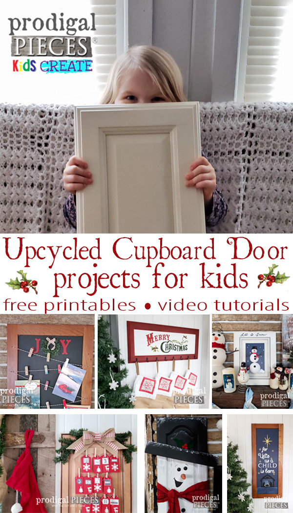 Hey Kids (& Parents)! You'll have a blast creating this Upcycled Christmas Cupboard Door Projects for your home and as gifts | Free Printables and Video Tutorial too | Get the DIY details at Prodigal Pieces | prodigalpieces.com prodigalpieces diy handmade gifts giftideas christmas kids home homedecor homedecorideas video tutorial
