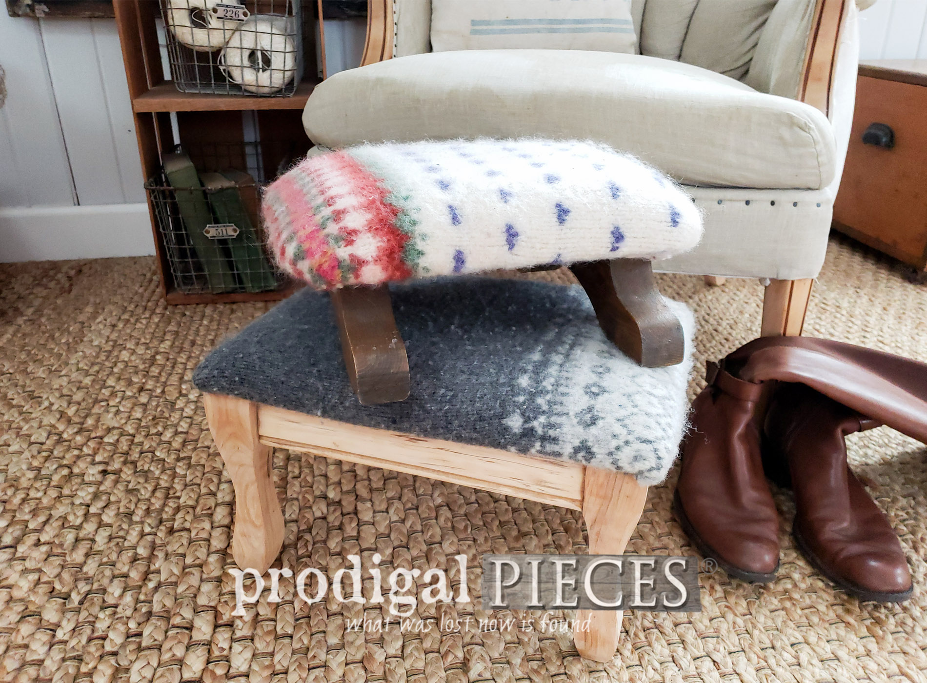 Felted Wool Footstools from Thrifted Sweaters