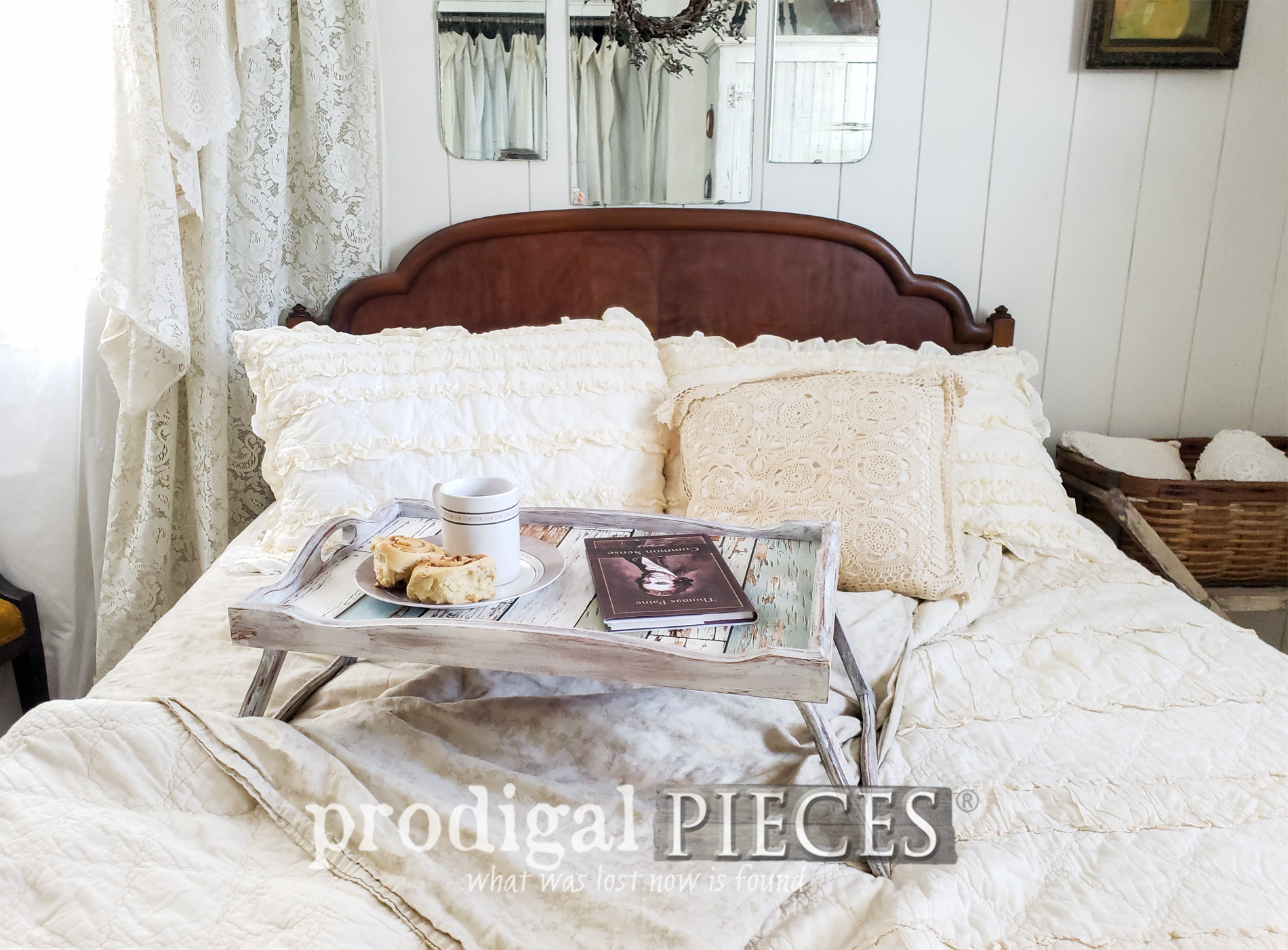 Vintage Bed Tray Makeover with Paint & Paper