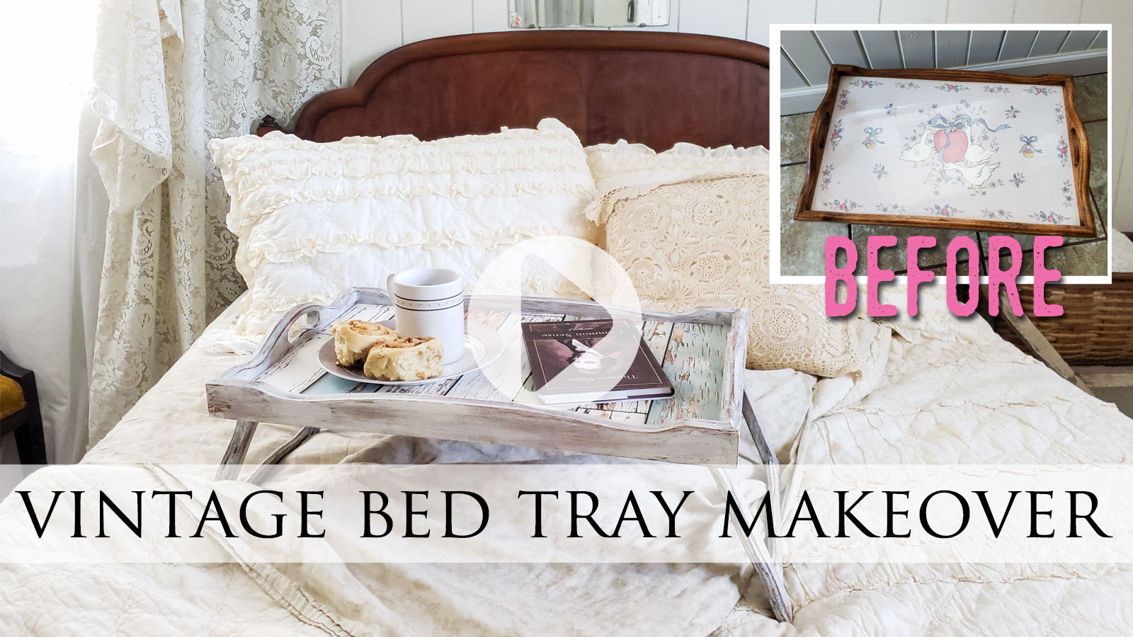DIY Video Tutorial for Vintage Bed Tray Makeover by Larissa of Prodigal Pieces | prodigalpieces.com