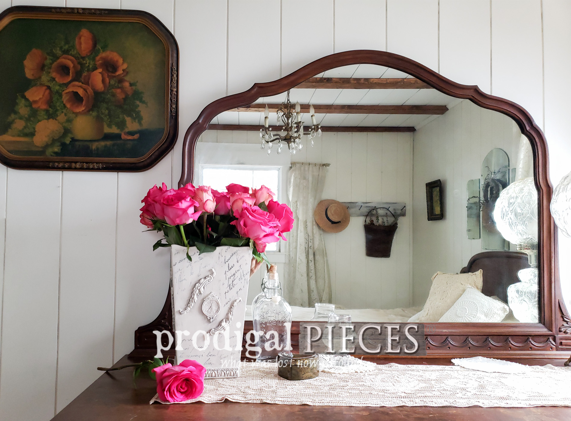 French Script Vase ~ Thrifty Update