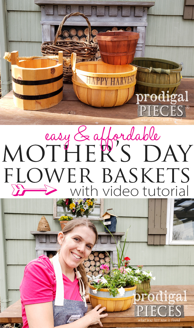 Looking for the perfect gift for mom? Blow her socks off with this Easy & Affordable Mother's Day Flower Basket | Full video tutorial by Larissa of Prodigal Pieces | Head to prodigalpieces.com prodigalpieces mothersday giftideas home homedecor budget crafts flowers mom