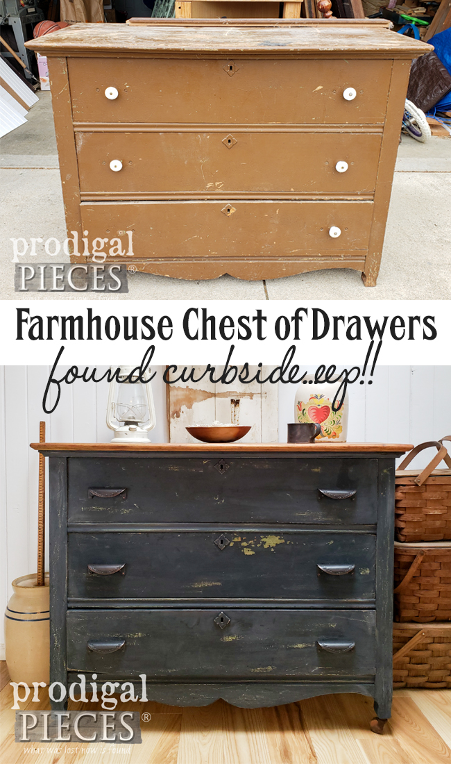 From curbside left for trash to farmhouse beauty, this farmhouse chest of drawers was restored by Larissa of Prodigal Pieces | DIY details at prodigalpieces.com prodigalpieces diy furniture farmhouse home homedecor