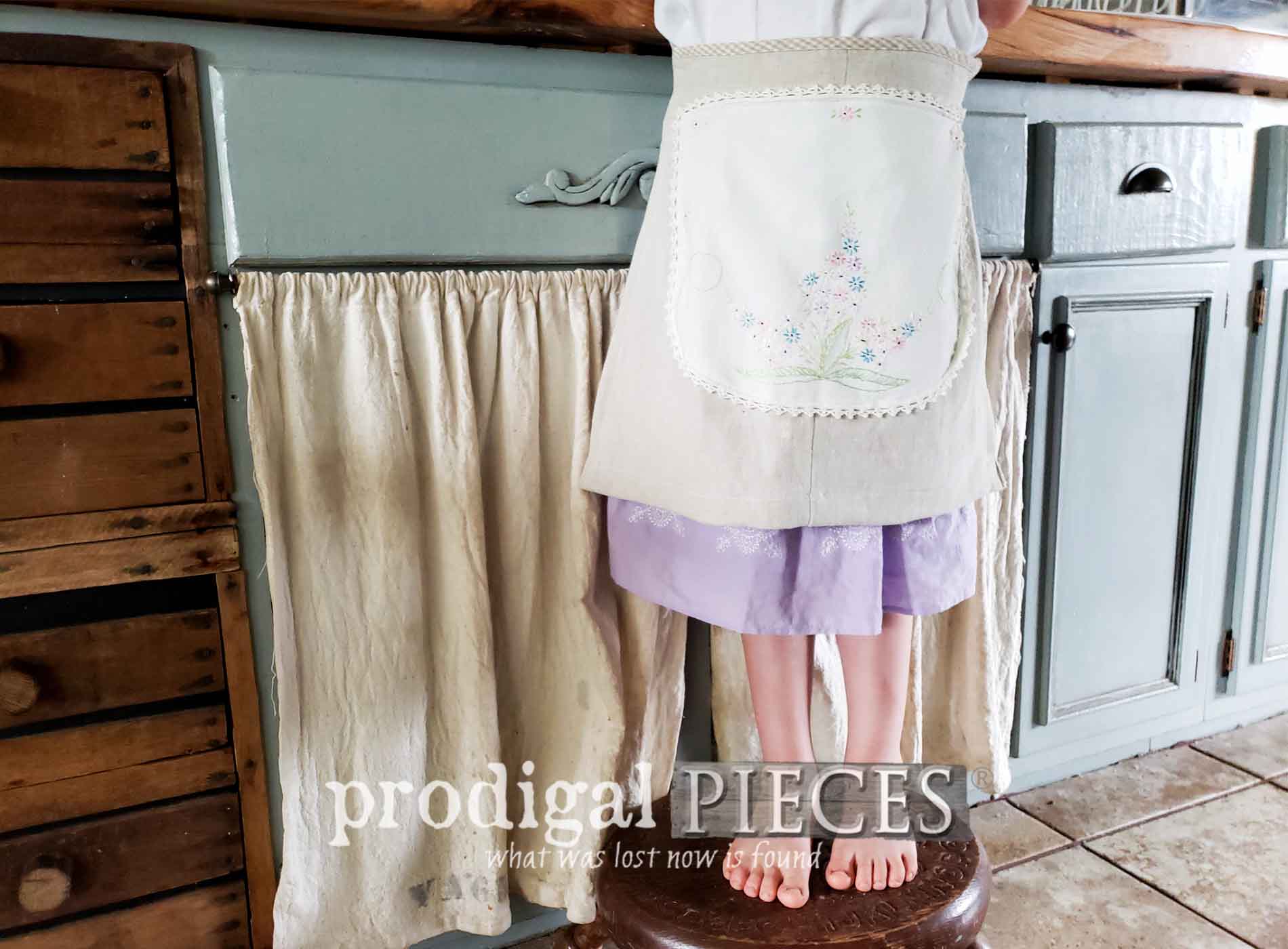 DIY Child's Apron from Upcycled Vintage Linens