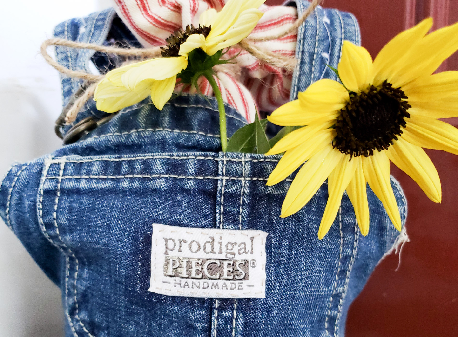 DIY Doorstop from Upcycled Baby Bib Overalls