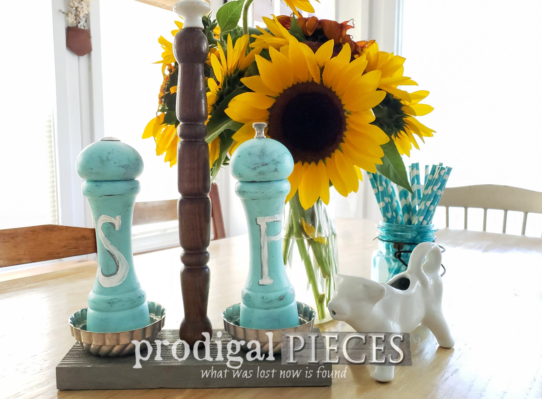 Upcycled Salt & Pepper Set with Junkified Stand