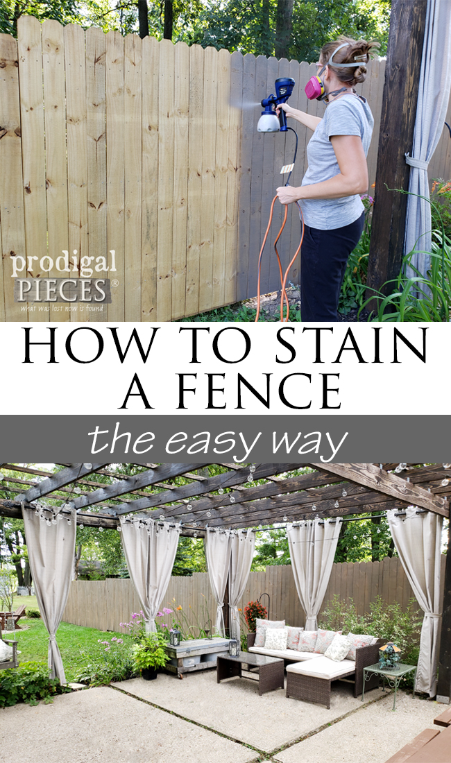 Adding a fence to your yard and want to protect your investment? Come see our video demonstration of how to stain a fence the easy way. Fast & affordable! | prodigalpieces.com prodigalpieces diy tools outdoor homeimprovement home homedecor