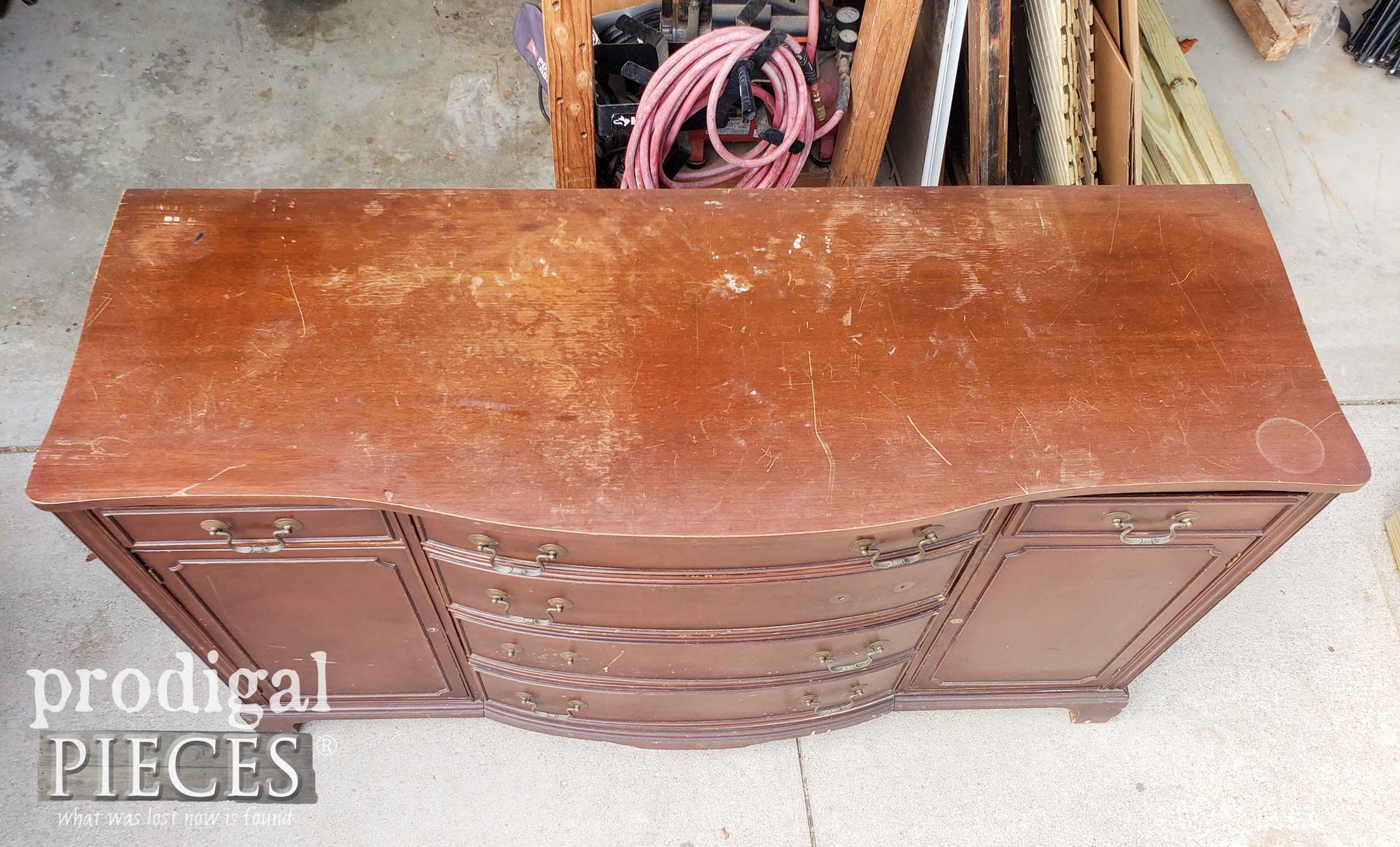 Damaged Vintage Buffet Top | prodigalpieces.com Damaged Vintage Buffet Top | prodigalpieces.com