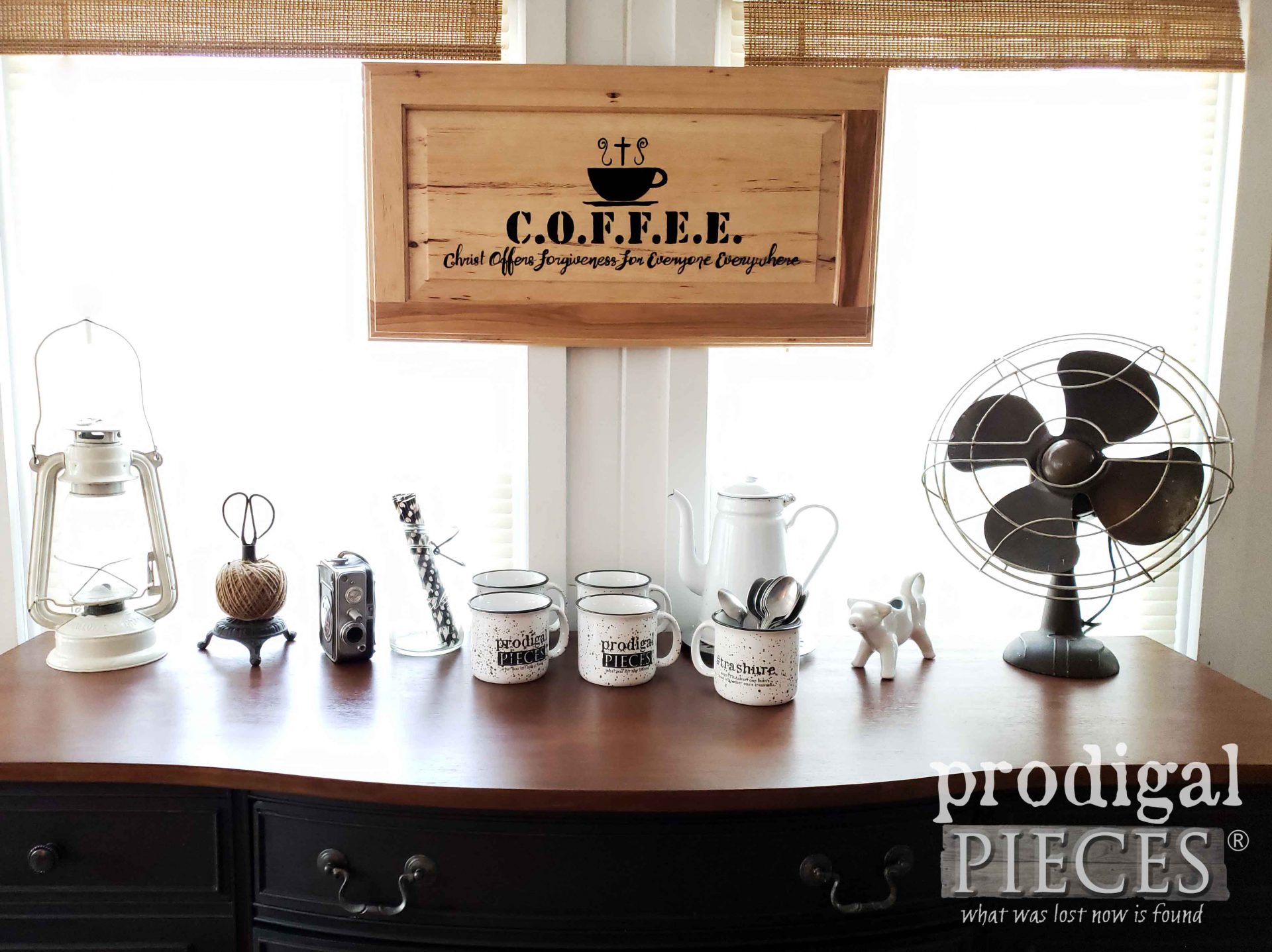 DIY Coffee Bar Created from a Vintage Buffet Makeover by Larissa of Prodigal Pieces | prodigalpieces.com prodigalpieces diy home coffee farmhouse homedecor DIY Coffee Bar Created from a Vintage Buffet Makeover by Larissa of Prodigal Pieces | prodigalpieces.com prodigalpieces diy home coffee farmhouse homedecor