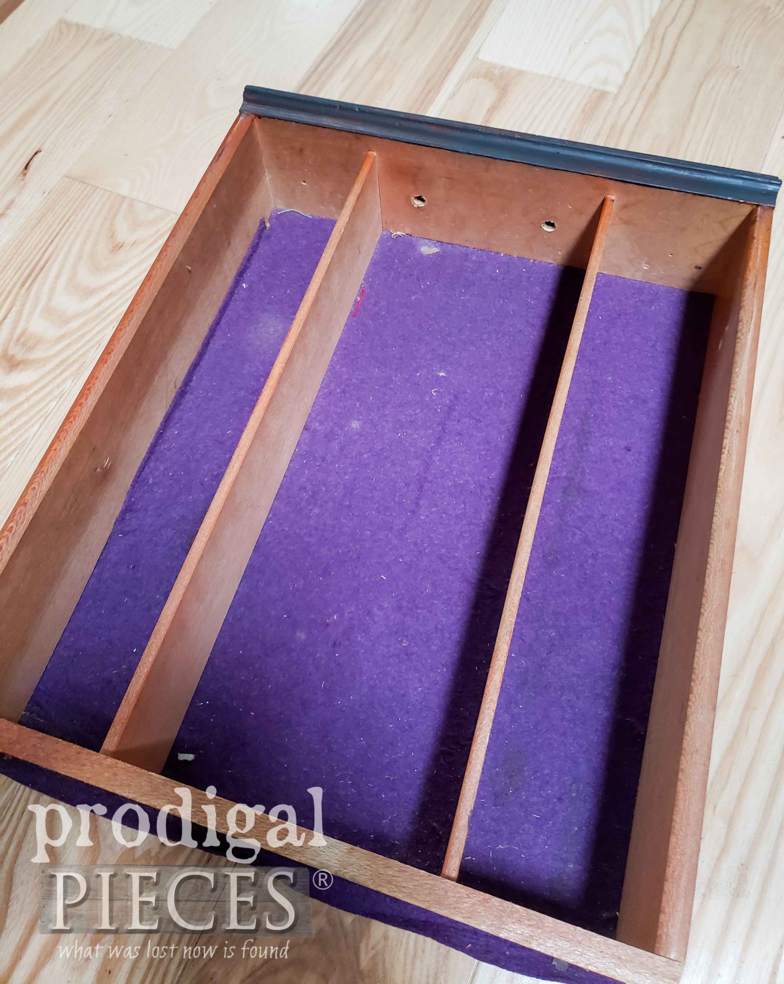 Felt- Lined Drawer Before | prodigalpieces.com Felt- Lined Drawer Before | prodigalpieces.com