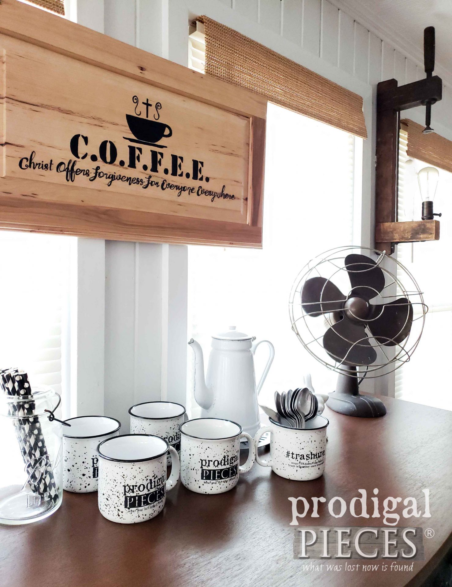 DIY Industrial Farmhouse Coffee Bar Created with Vintage Buffet by Larissa of Prodigal Pieces | prodigalpieces.com prodigalpieces diy home farmhouse homedecor furniture coffee DIY Industrial Farmhouse Coffee Bar Created with Vintage Buffet by Larissa of Prodigal Pieces | prodigalpieces.com prodigalpieces diy home farmhouse homedecor furniture coffee