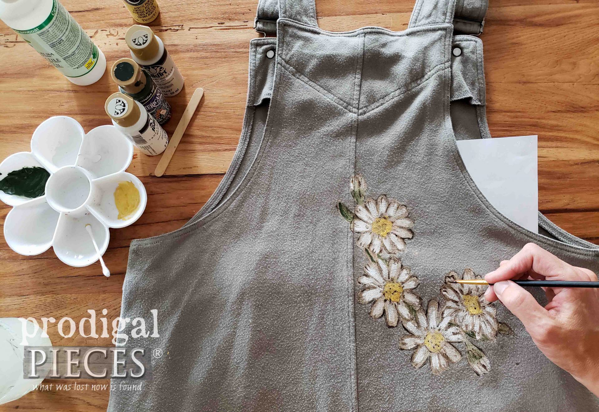 Painting Daisies over Bleached Spots on Dress | How to Fix Bleached Spots | prodigalpieces.com Painting Daisies over Bleached Spots on Dress | How to Fix Bleached Spots | prodigalpieces.com