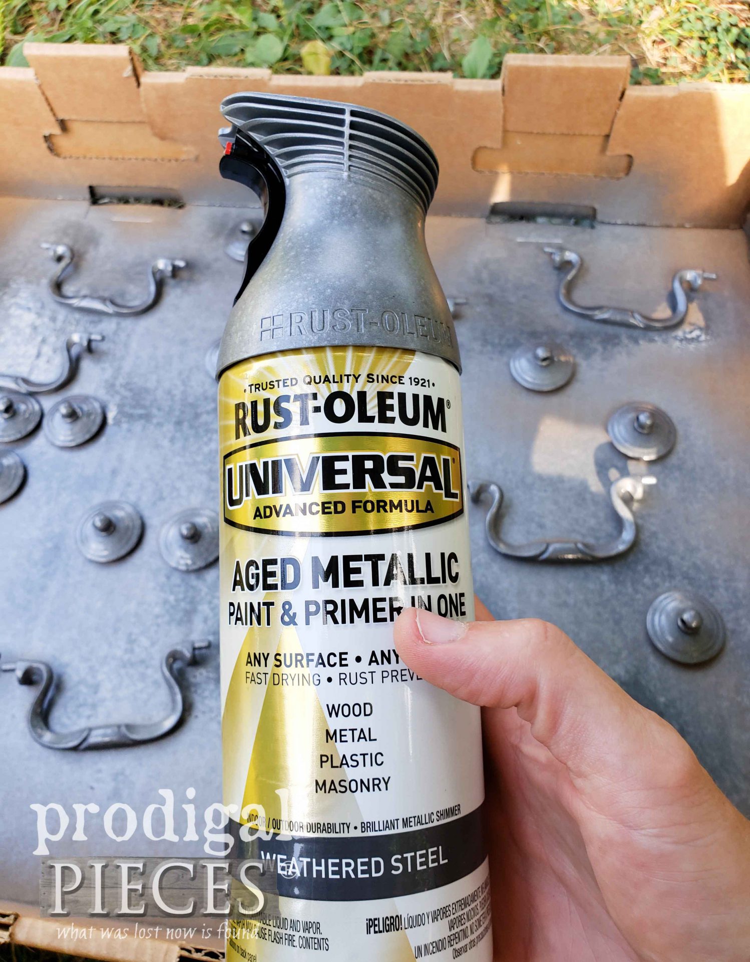Weathered Steel Aged Metallic Paint by Rustoleum | prodigalpieces.com Weathered Steel Aged Metallic Paint by Rustoleum | prodigalpieces.com