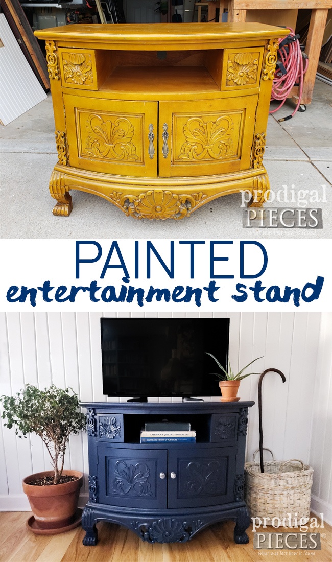 Bring a color pop to your home with a painted entertainment stand. Larissa of Prodigal Pieces shows you how at prodigalpieces.com prodigalpieces furniture diy home homedecor paint Bring a color pop to your home with a painted entertainment stand. Larissa of Prodigal Pieces shows you how at prodigalpieces.com prodigalpieces furniture diy home homedecor paint