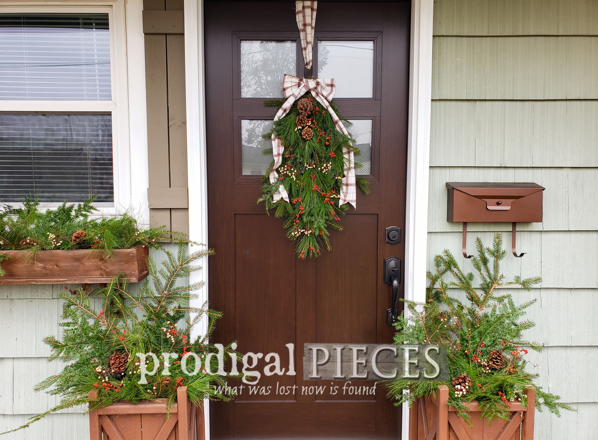 DIY Christmas Swag & Planters from Foraged Greens