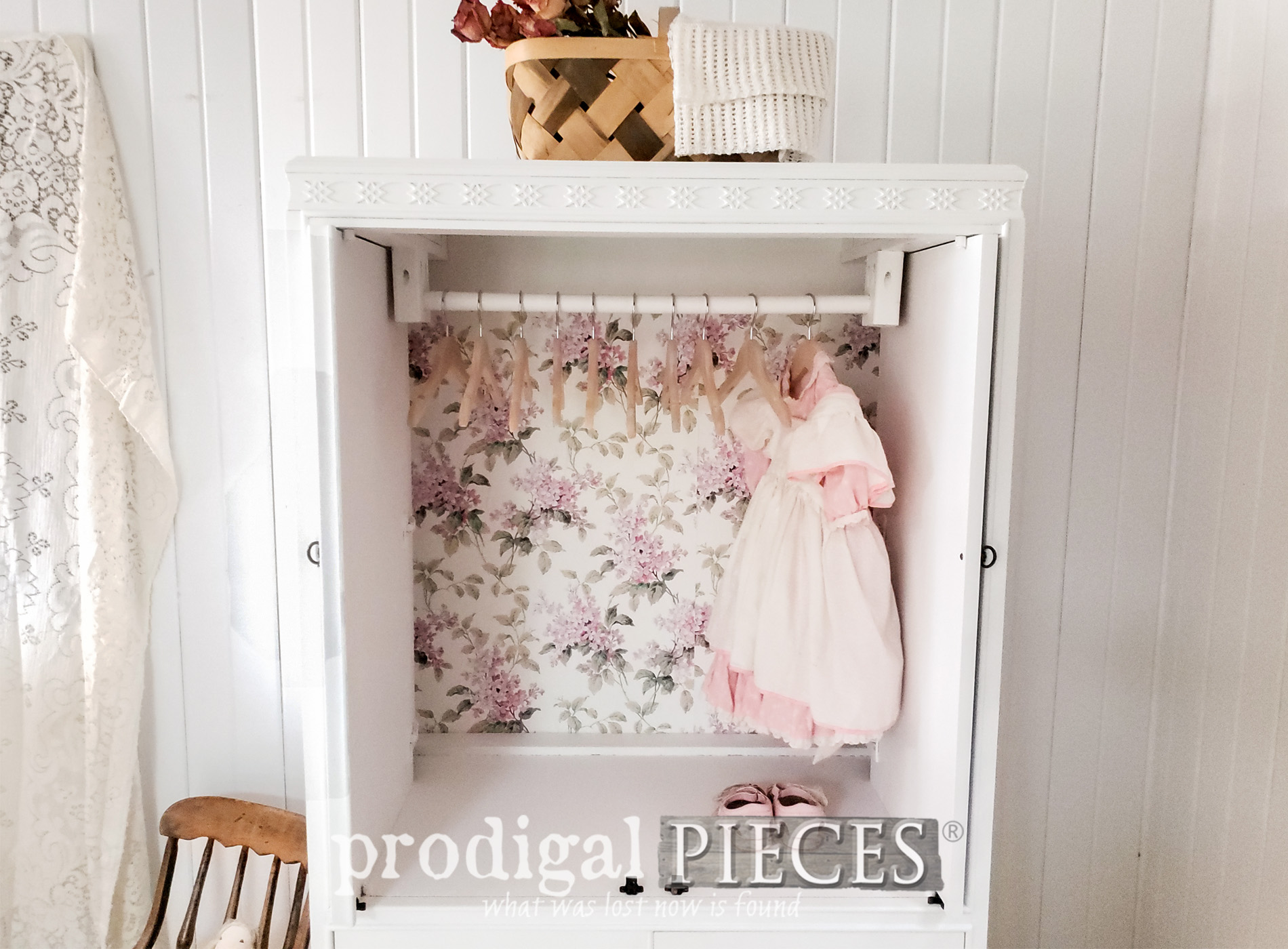 Upcycled Entertainment Center into Child's Wardrobe