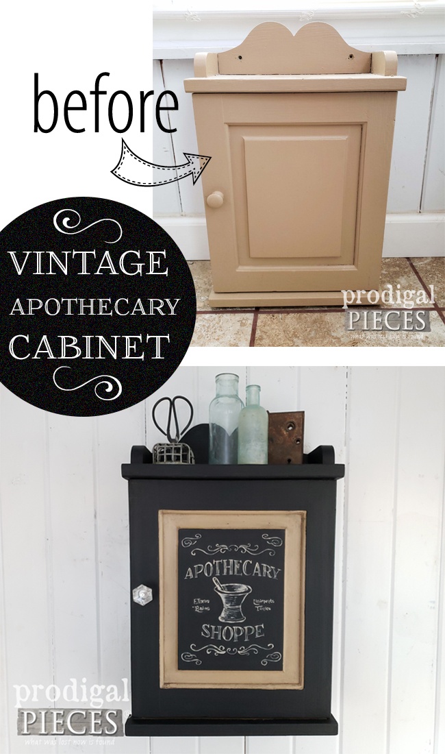 A vintage apothecary cabinet gets a new makeover with typography by Larissa of Prodigal Pieces | prodigalpieces.com prodigalpieces farmhouse vintage diy home homedecor industrial apothecary