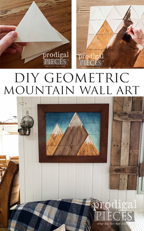 DIY Mountain Wall Art with Geometric Shapes by Larissa of Prodigal Pieces | prodigalpieces.com prodigalpieces farmhouse art home diy homedecor