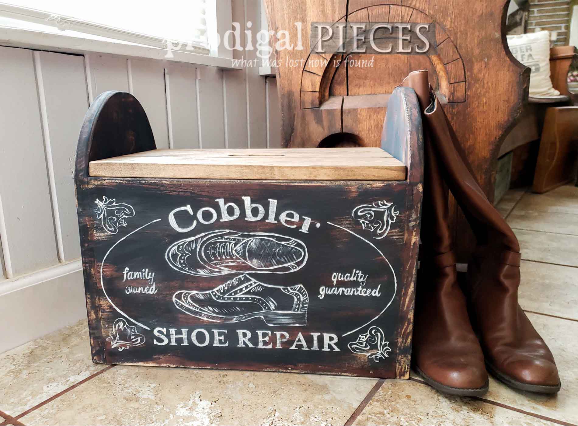 Farmhouse Cobbler Bin from Thrifted Find
