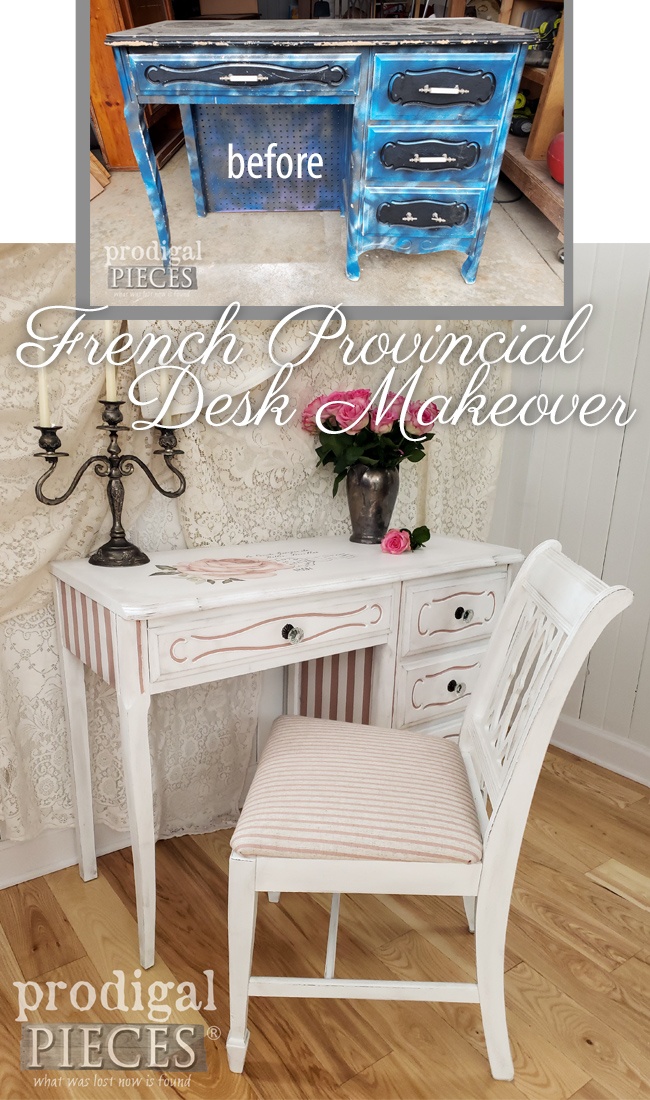Vintage French Provincial Desk Gets the Makeover of a Lifetime by Larissa of Prodigal Pieces | Details at prodigalpieces.com prodigalpieces diy furniture home frenchprovincial homedecor