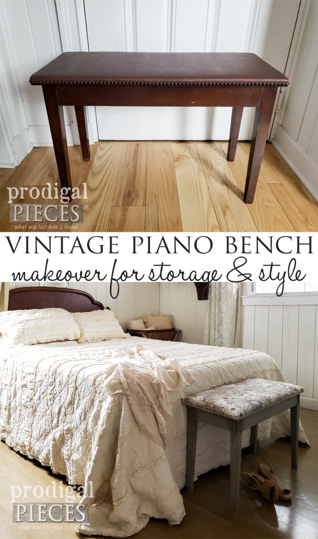 DIY Vintage Piano Bench Makeover with Paint, Clay, and Upholsteryby Larissa of Prodigal Pieces | prodigalpieces.com prodigalpieces furniture home homedecor vintage farmhouse