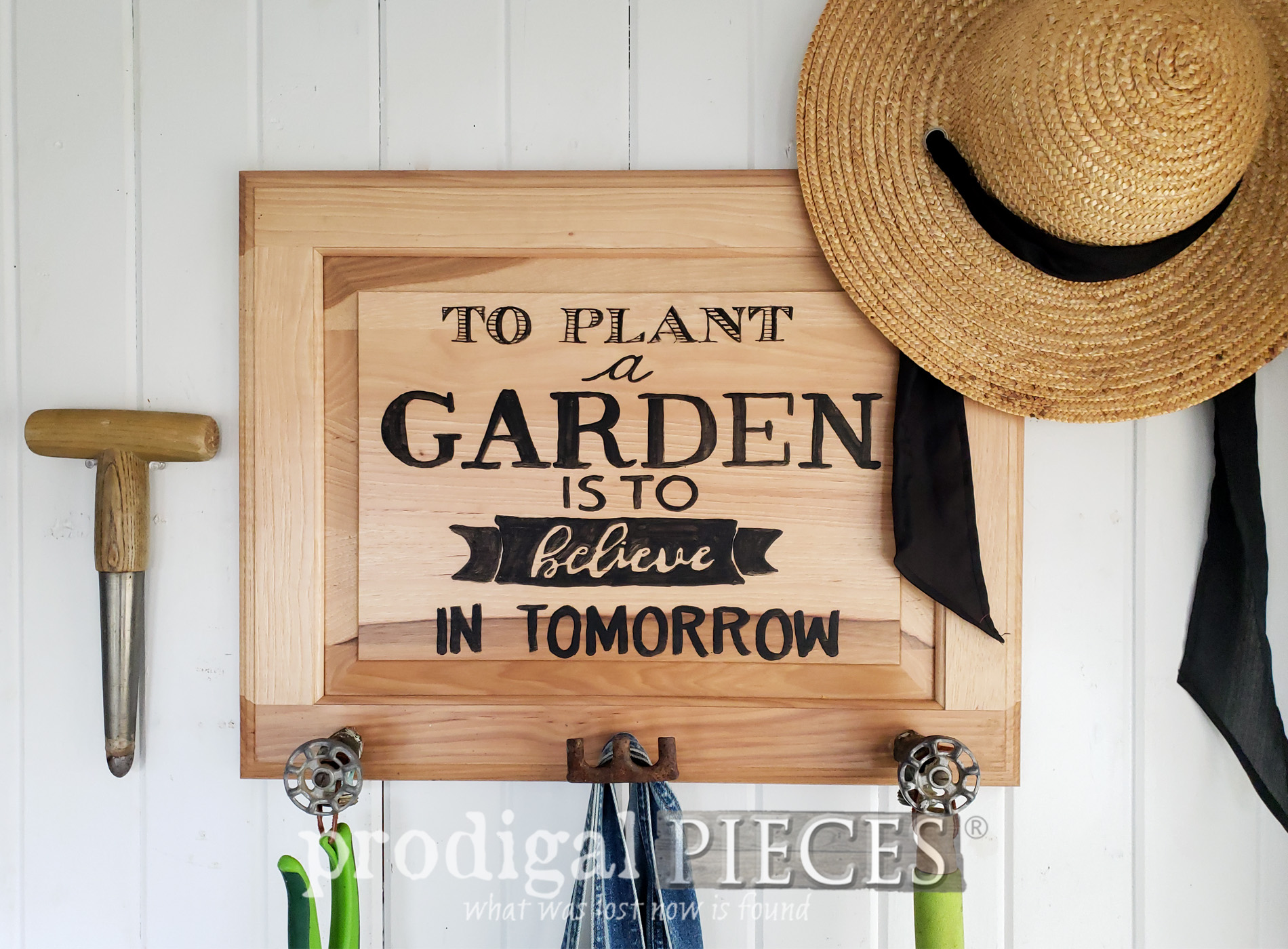 Upcycled Cupboard Door Garden Sign