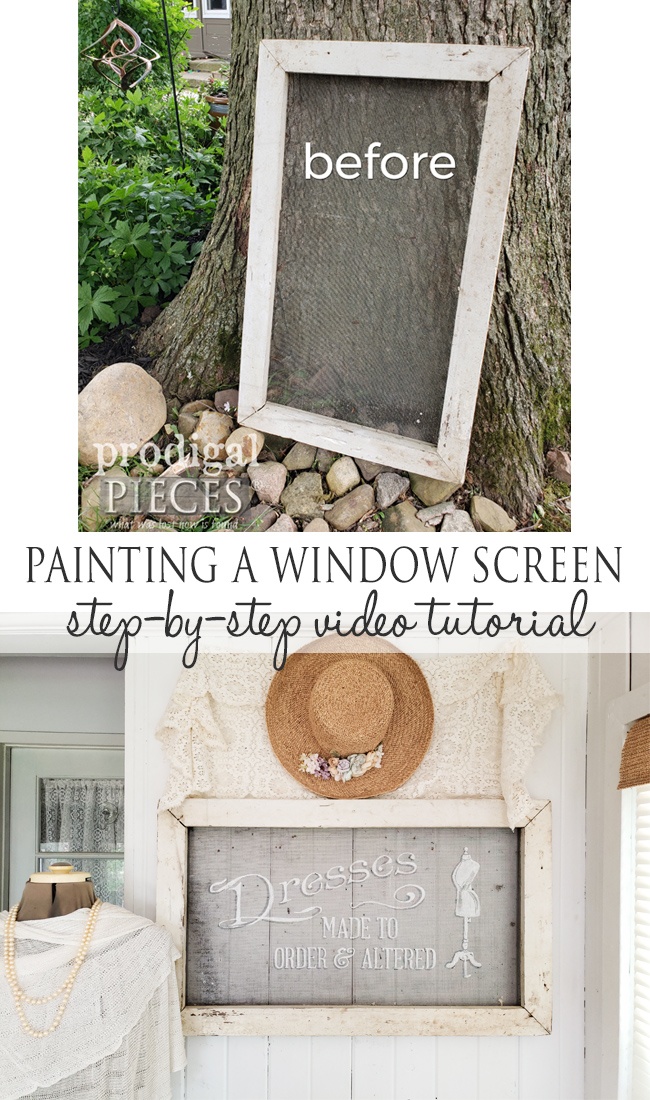 Painting a Window Screen is fun, easy, and inspirational. Follow this step-by-step video tutorial by Larissa of Prodigal Pieces | prodigalpieces.com prodigalpieces diy home farmhouse upcycled homedecor