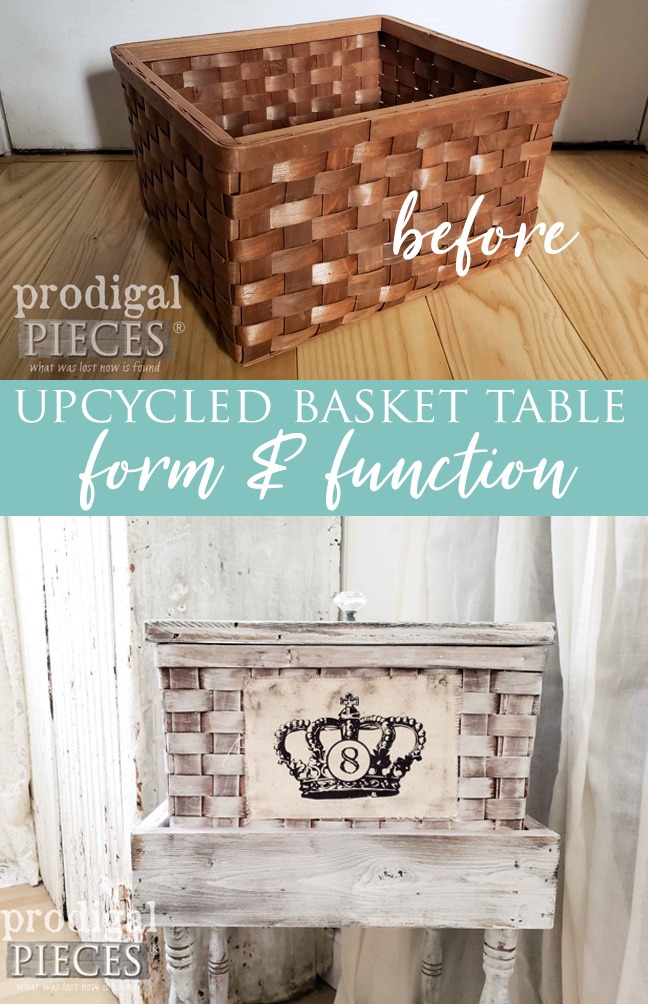 Upcycled Basket Table with Extra Storage and Mobility by Larissa of Prodigal Pieces | prodigalpieces.com prodigalpieces diy home homedecor farmhouse