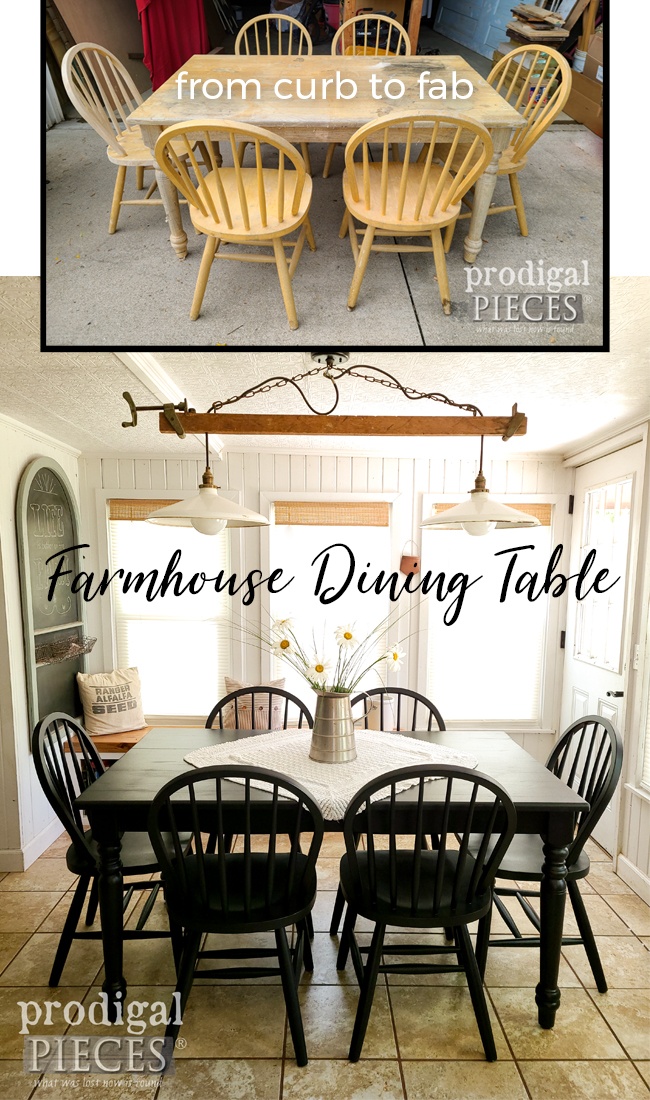 Wow! This farmhouse dining table was left on the curb and is not as it should be...FAB! See the DIY tutorial at Prodigal Pieces | prodigalpieces.com prodigalpieces farmhouse diy home homedecor
