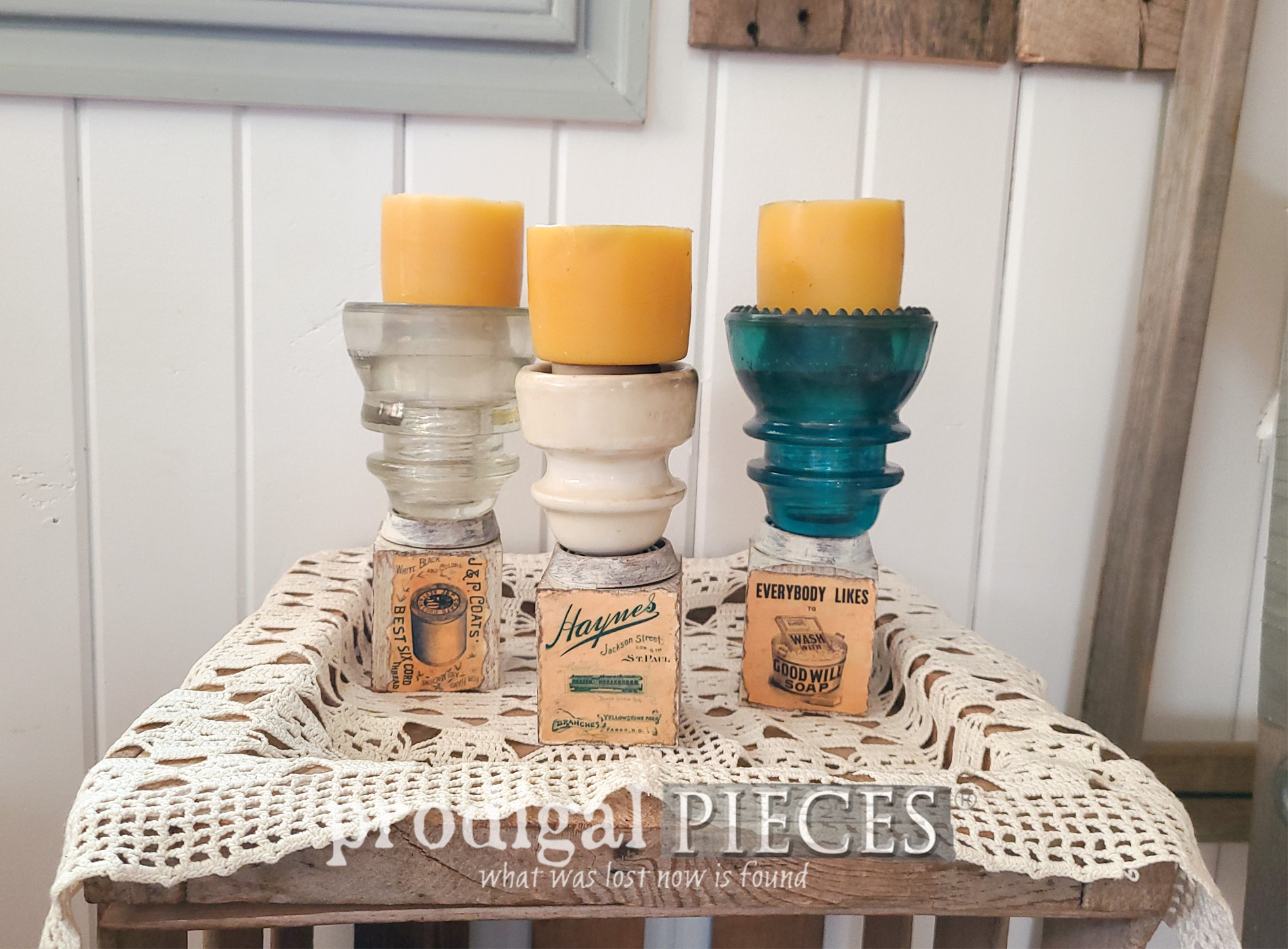 Upcycled Antique Insulator Candle Holder