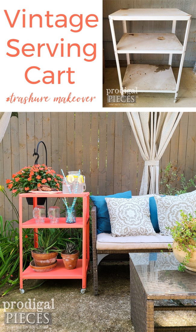 Found on the curb and ready for a makeover, this vintage serving cart got a pop of color by Larissa of Prodigal Pieces | prodigalpieces.com prodigalpieces diy furniture home homedecor vintage retro