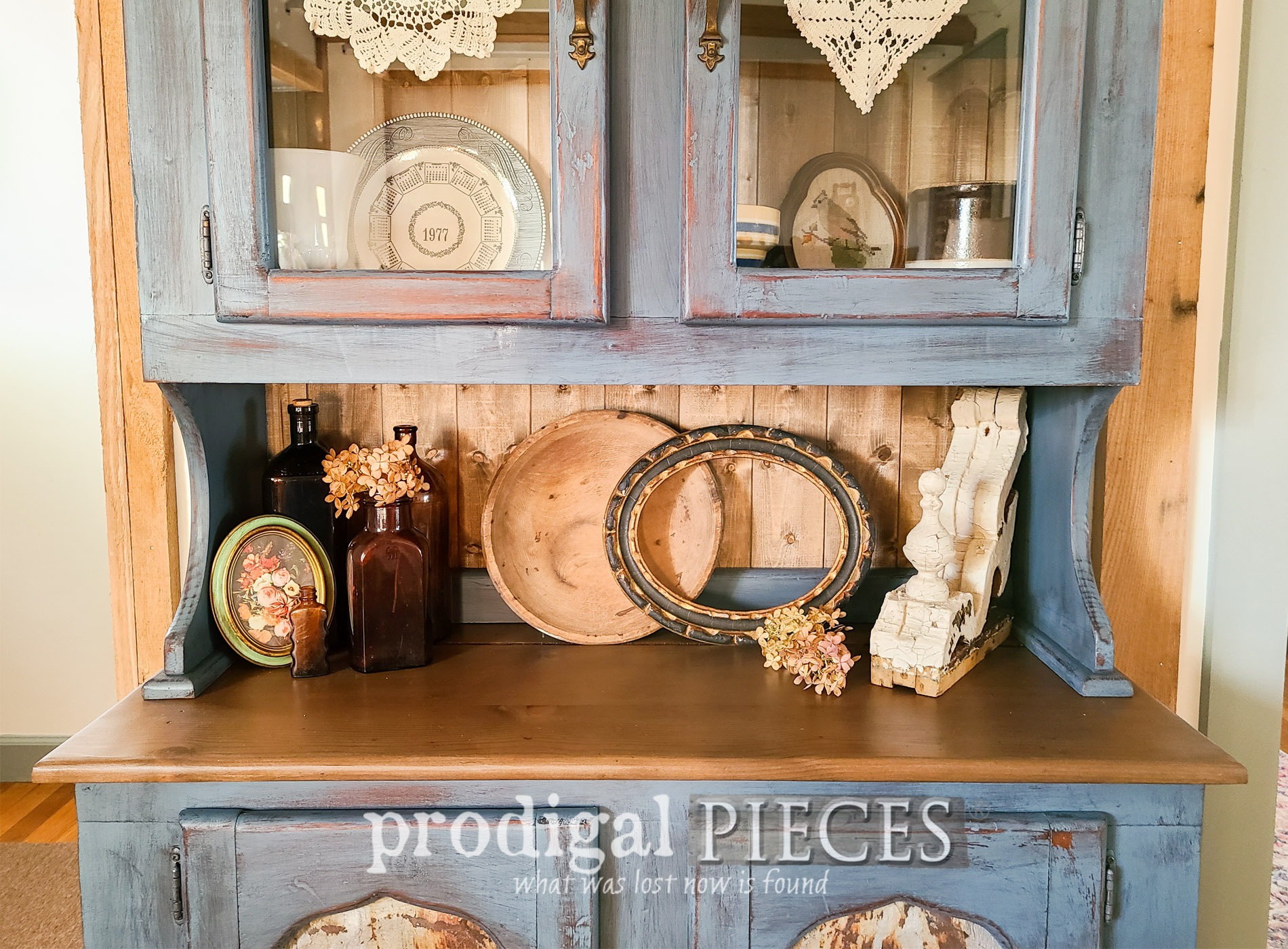 Painted Pine Hutch with Salvage Style