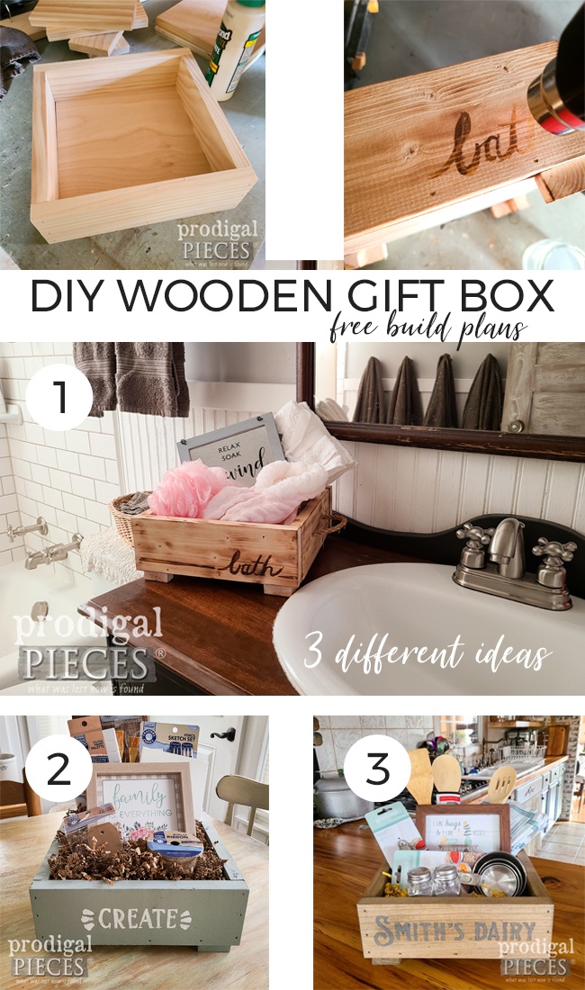 You can create this easy DIY wooden gift box in less than a day. Three different last-minute gift ideas that won't break the bank too. Full tutorial by Larissa of Prodigal Pieces at prodigalpieces.com prodigalpieces giftidea christmas giveaway diy woodworking home homedecor