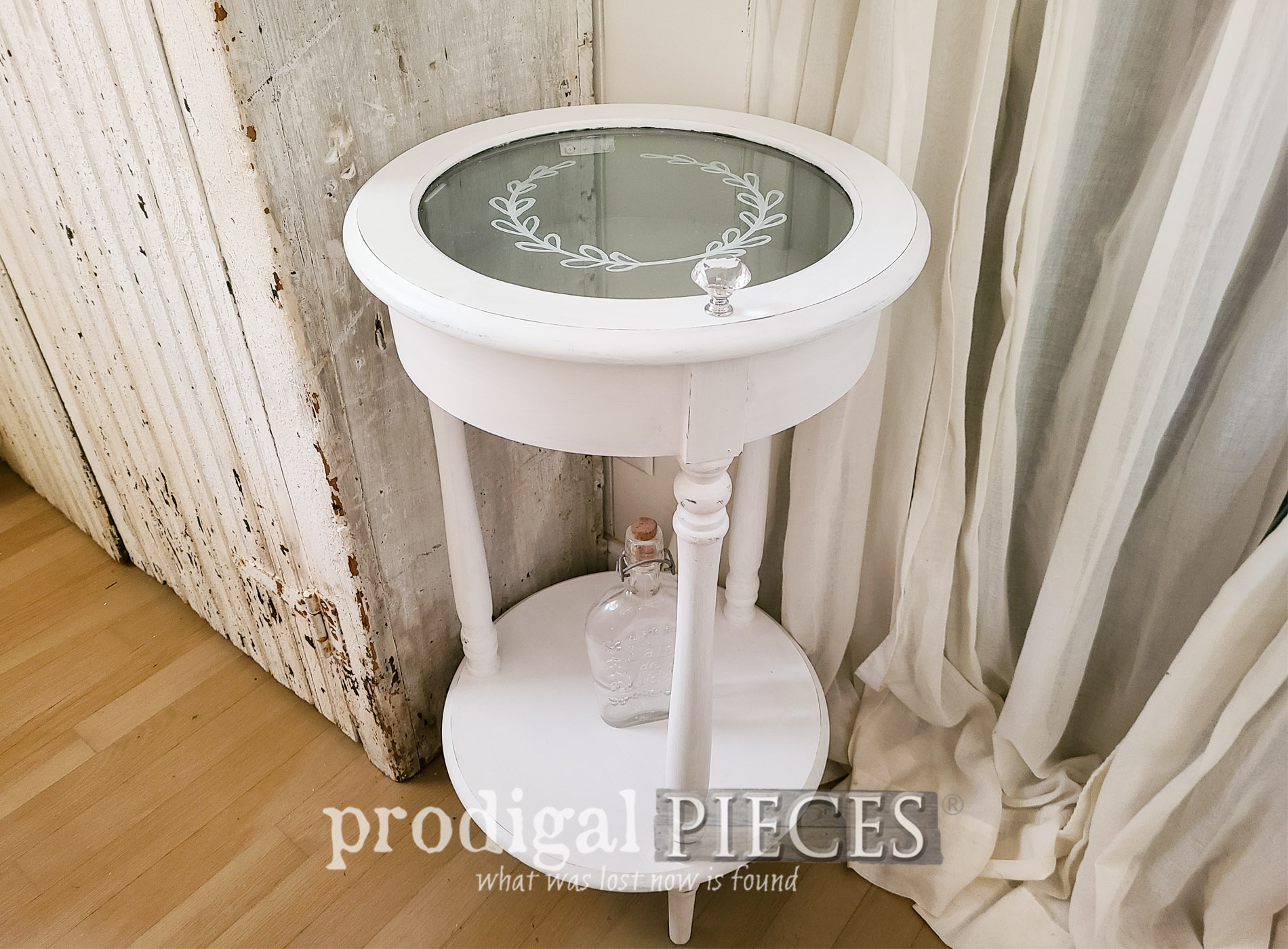Tiered Side Table with Display Cabinet