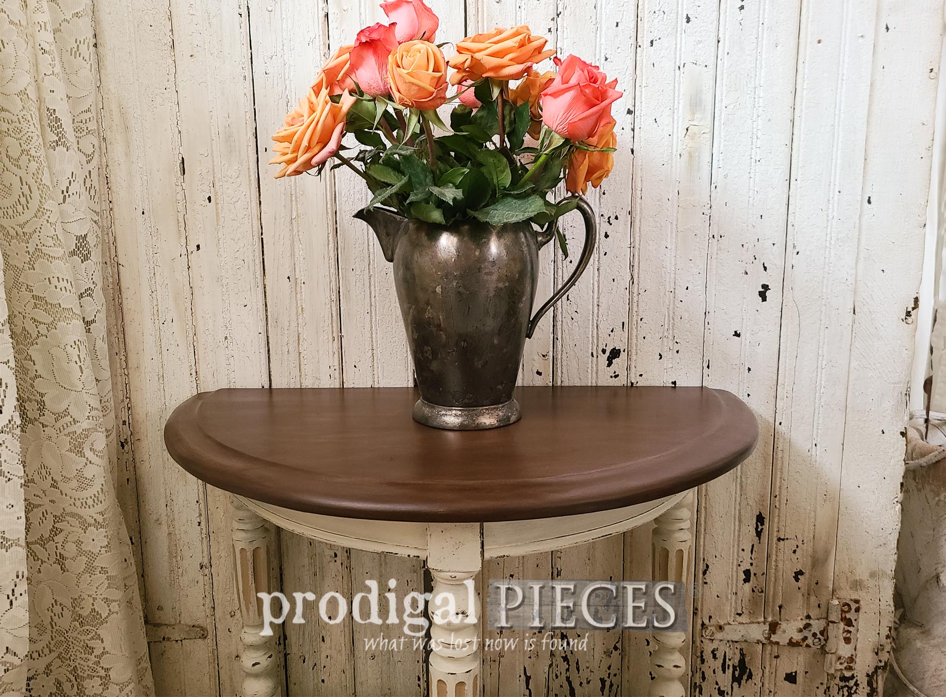 Antique Half Round Table Refreshed