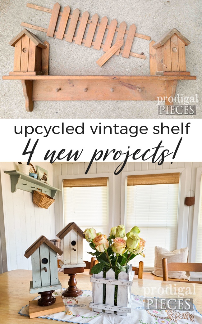 This cast-off vintage shelf is upcycled into 4 different projects for your home. See the DIY by Larissa of Prodigal Pieces | prodigalpieces.com prodigalpieces diy vintage home homedecor spring