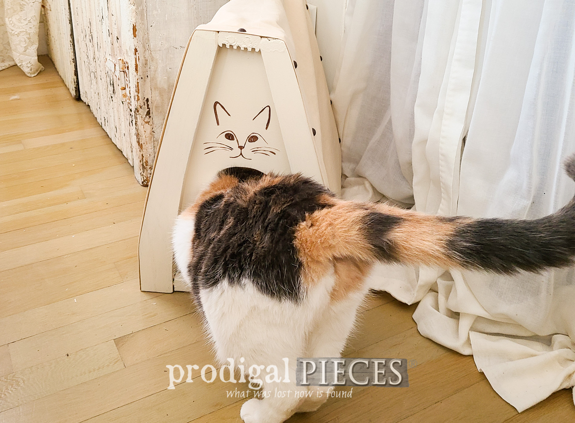 Upcycled Chair Parts into Cat Cave