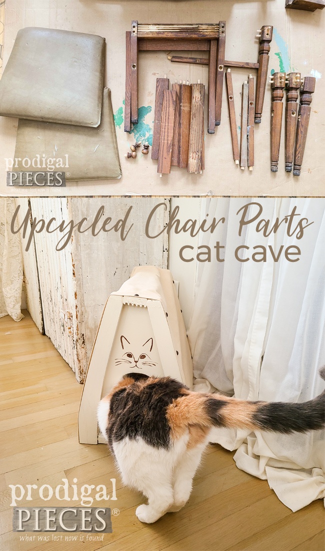 Upcycle Chair Parts into a DIY Cat Cave by Larissa of Prodigal Pieces | prodigalpieces.com prodigalpieces cat pets home homedecor