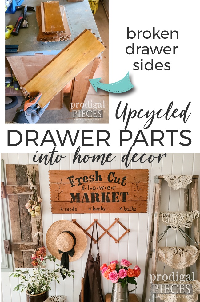 Don't toss those broken drawers. Instead create your own home decor. Tutorial at Larissa of Prodigal Pieces | prodigalpieces.com prodigalpieces diy farmhouse home homedecor spring