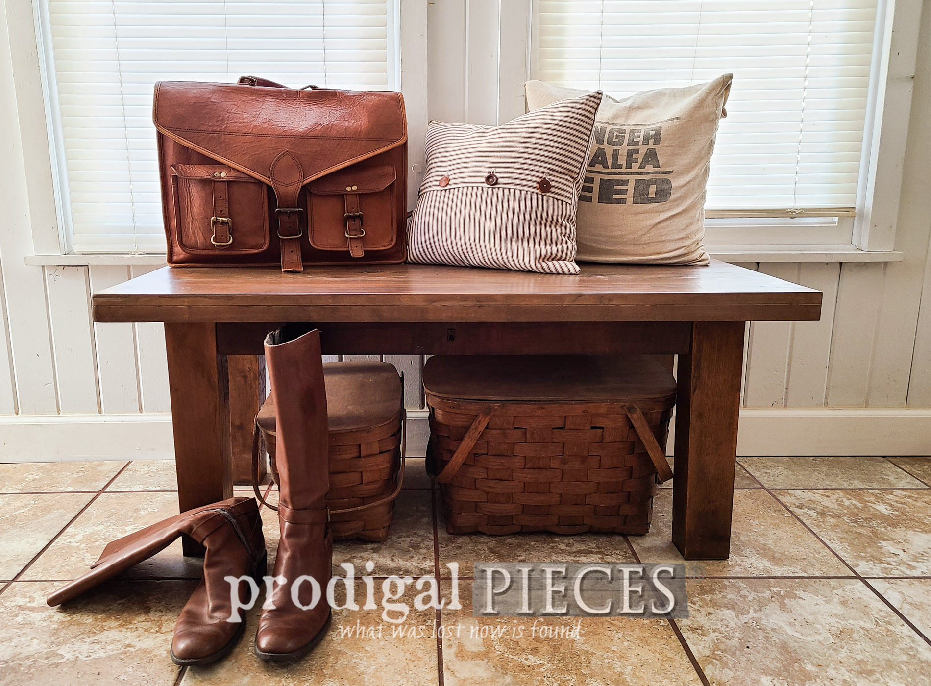 Reclaimed Bench from Upcycled Dresser Parts
