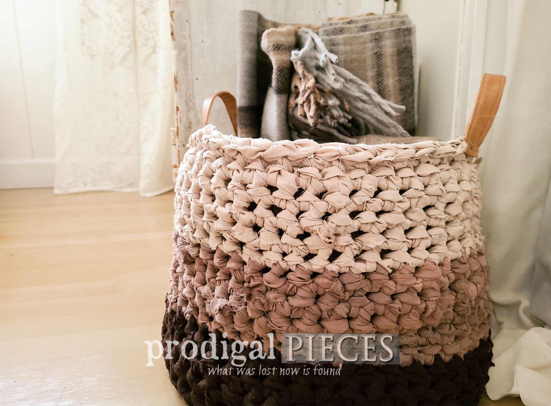 Crochet Basket from Upcycled Bed Sheets