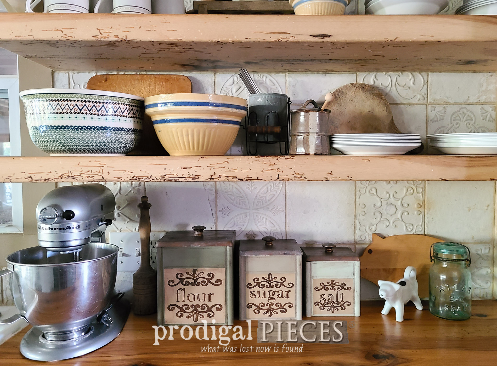 Thrifted Kitchen Canisters Get Vintage Makeover