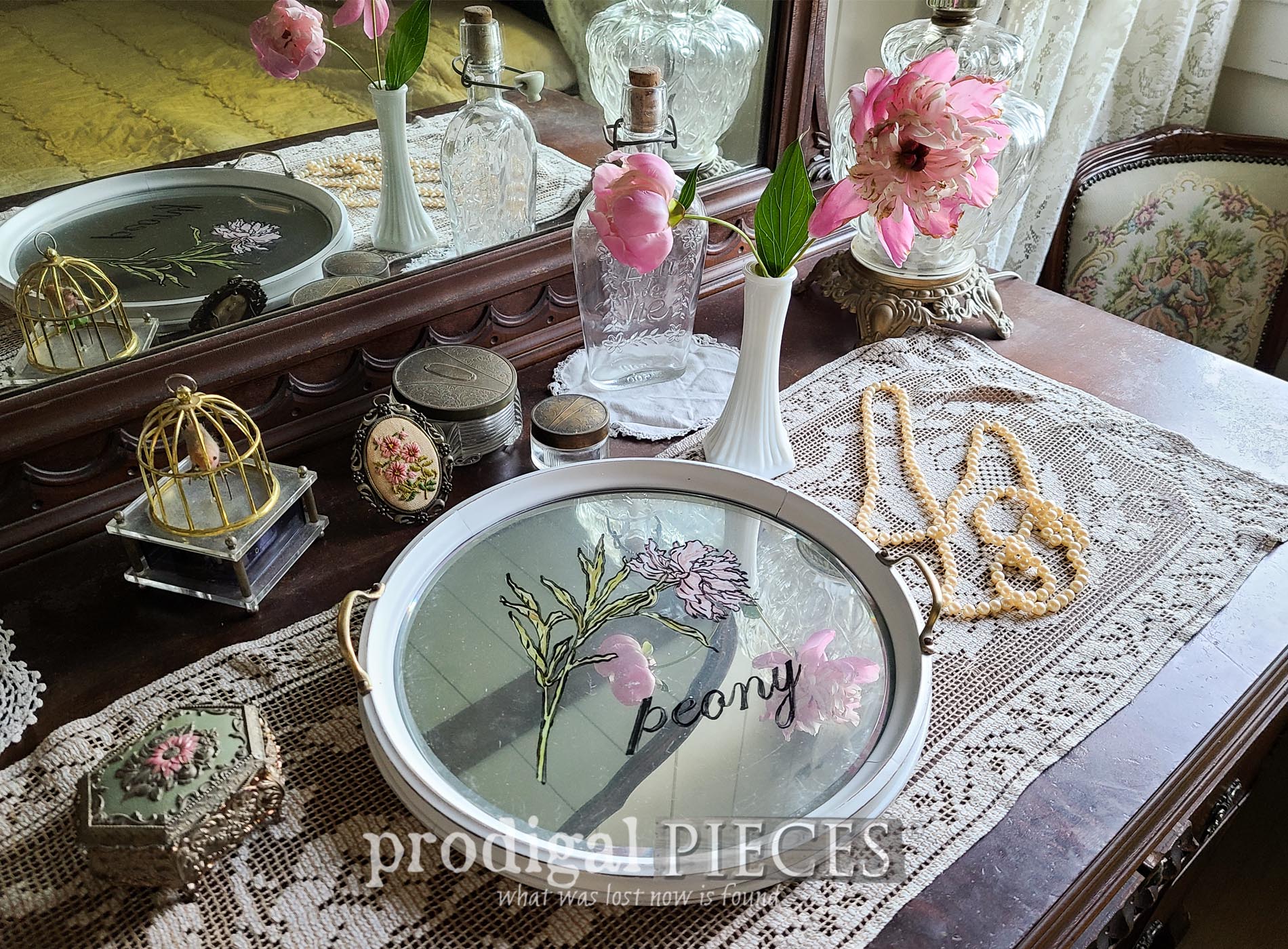 Round Glass Serving Tray Makeover