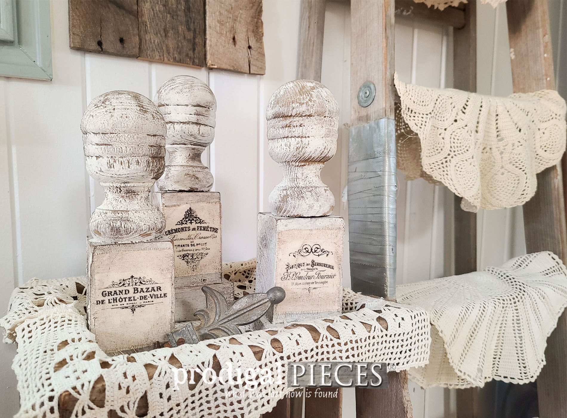 Upcycled Finials into Farmhouse Decor