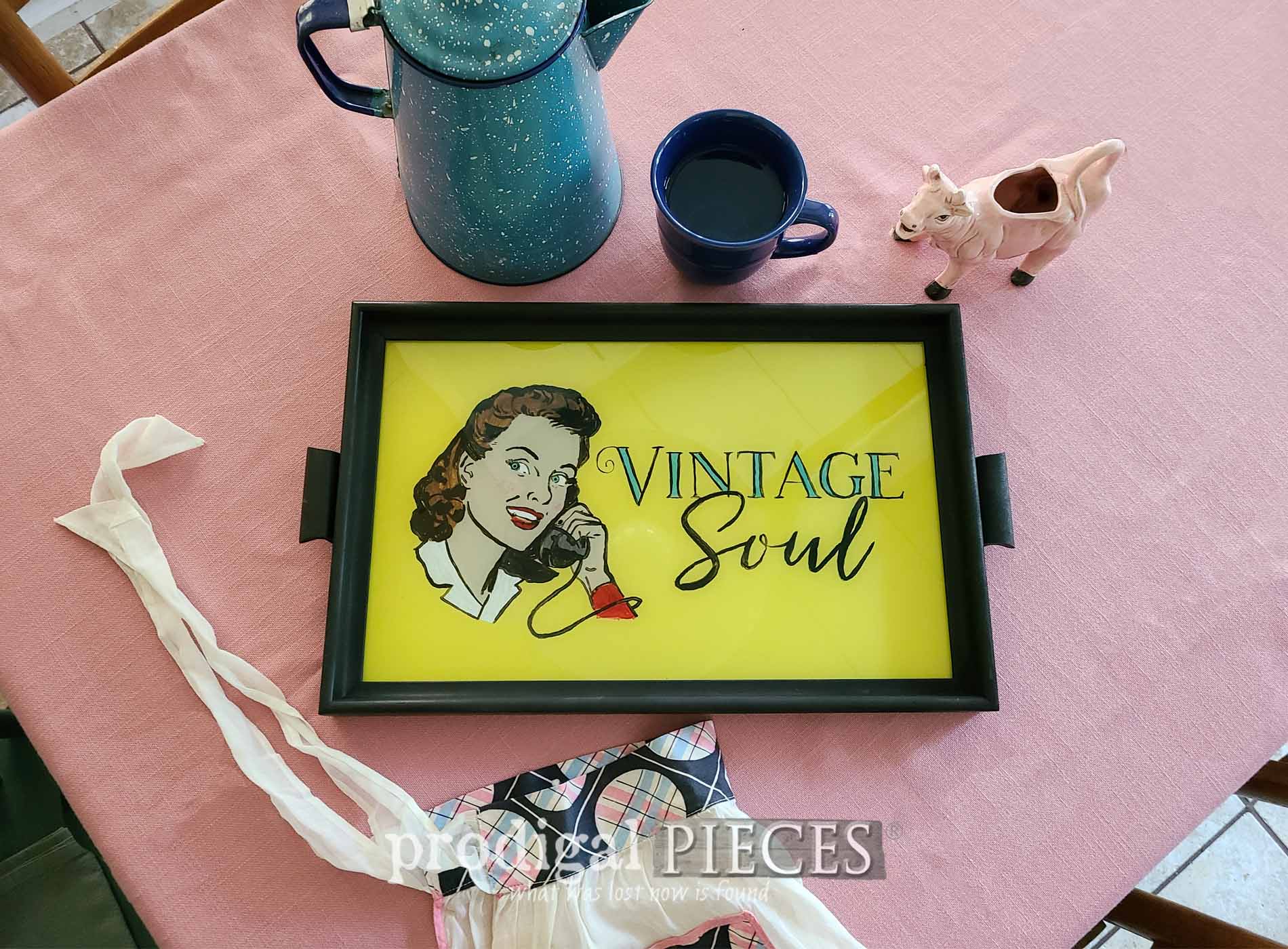 Reverse Painting on Glass Serving Tray